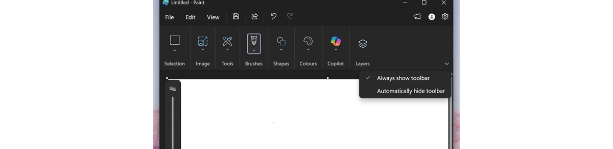 Windows 11画图终于可以隐藏工具栏，同时迎来全新AI功能